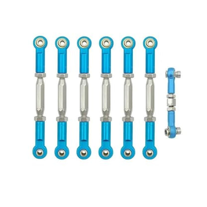 RC Car Rod Linkage Compatible with Traxxas for Slash 4X4/2WD 1/10 RC Car Upgrade Parts 1 Set 7 Pcs Metal Turnbuckle Camber Link End Adjustable Kit(Blue) - color: Blue