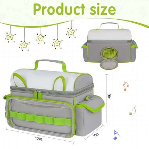 Carrying Case Compatible with Toniebox 2 & 1 Starter Set & Tonies Figures | Cute Storage Bag Fits for Tonies Characters,Headphones&Accessories, Travel Case with Clear Pocket&Speaker Window,Gray&Green - color: Grey&Green