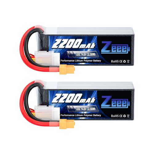 Zeee 4S Lipo Battery 2200mAh 14.8V 120C with XT60 Plug RC Graphene Battery for RC Models RC Boat FPV Drone Quadcopter Helicopter Airplane RC Car(2 Pack)