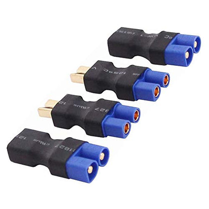 4pcs RC LiPo Battery Connector Adapter Compatible with EC3 to T Male Female Connectors ESC Charger