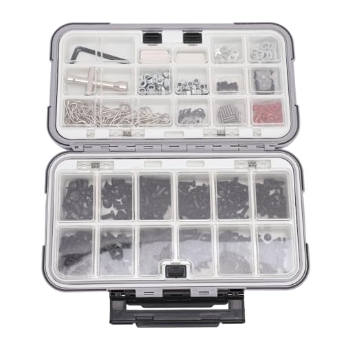 537 Pieces RC Screw Kit, Stainless Steel Fasteners Universal Fit for 1/8 1/10 /12/16 Scale RC Cars Organized Storage Box Grey, Premium Material Compatibility wit
