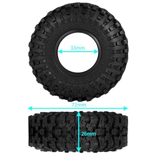 4PCS 1.3" Beadlock Tires with Foam Insert for 1/24 Axial SCX24 AX24 1/18 TRX4M RC Crawler Truck Car Upgrade Parts (F Style) - color: #F Style