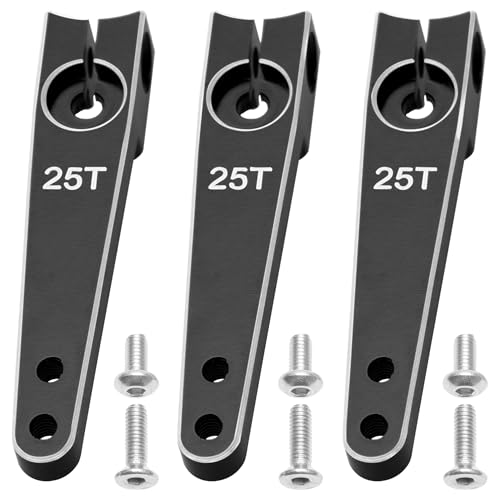 3Pack Vgoohobby 25T Servo Arm Horn Aluminum 25 Teeth Steering Arms Compatible with Futaba Hitec Savox Power HD Servo Motors Fit RC Crawler Car Airplane Plane Boat (1.5inch,Black) - color: Black, size: 1.5inch