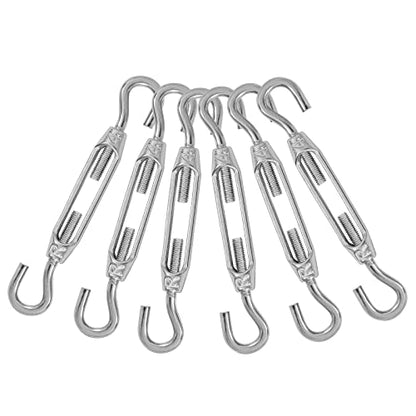 6PCS M4 Hook & Hook Turnbuckle 304 Stainless Steel Turnbuckle Wire Rope Tension Heavy Duty Turnbuckles for Cable Railing Wire Rope Hardware Kit (M4, Hook & Hook) - style: Hook & Hook-M-4