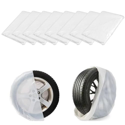 Wuyaoyao 4PCS Tire Covers, 38"×47" Large Spare Tires Cover, HDPE Plastic Tire Bags for Storage & Transport, Waterproof Dustproof Wheel Cover, Universal Tires Storage Bag for Most Vehicles (8 PCS)