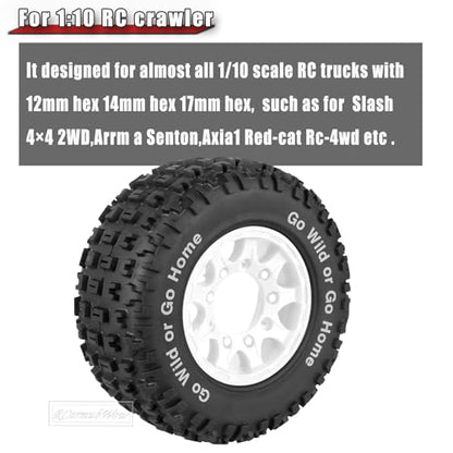 RC Wheels and Tires w/12mm 14mm 17mm Hex Short Course Tire for 1/10 Scale Car Arrm a Senton,Axia1,Slash 2WD Slash 4×4 4WD,Red cat,Rc 4wd,1/10 Truck Tires Rubber Tyres Plastic Wheel,White - color: White(4pcs)