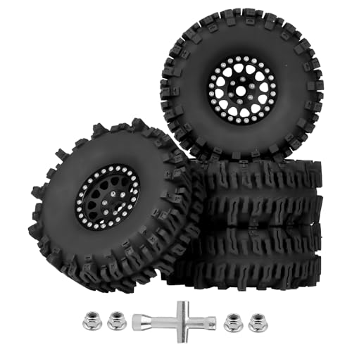 120mm 4.72'' Tall 1.9 Mud Slingers Tires Good Grip and 1.9 Beadlock Wheels Aluminum 1.9 Beadlocks for FCX10 TRX4 Axial SCX10 II UTB18 Capra Redcat Gen8 Gen7 VS4-10 1/10 RC Crawler Car (Color C) - color: Color C