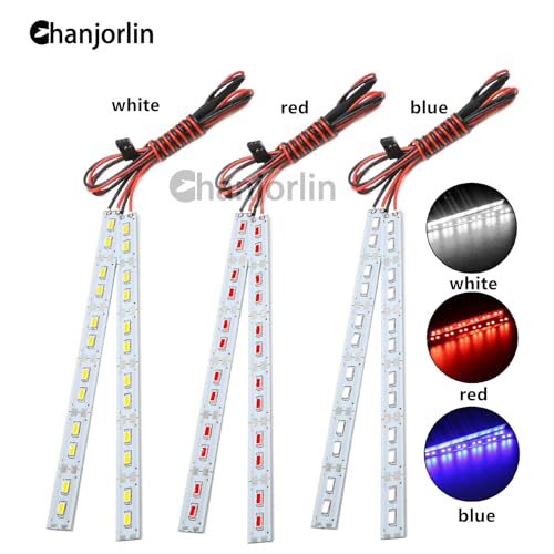 RC Car 24 LEDs Chassis Lights Strip Aluminum LED Lamp 6V Accessories for 1/8 1/10 1/16 RC Truck Tank Crawler Buggy Car HPS HPI Tamiya SCX24 TRX4 TRX6 Slash Rustler Redcat 4WD (Blue) - color: Blue