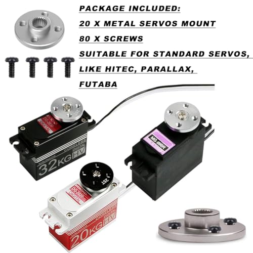 HaoDuoQian Servo Horn,20Pcs Servo Horn Metal Aluminum 25T Silvery Servo Disc for Robot Mechanical Claw Rc Car Helicopter Mg945 Mg995 Mg996