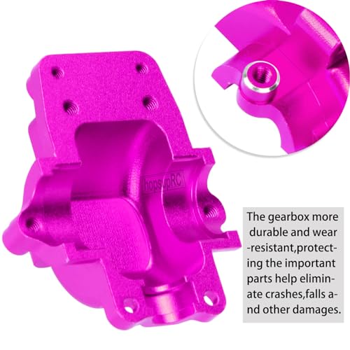 Alloy Gearbox Transmission Case Front&Rear Differential Housing for 1/18 LaTrax Teton Desert Prerunner Rally,Wave Box Gearbox Hops Up,SST-Replaces Part 7530(Pink) - color: Pink(2pcs)