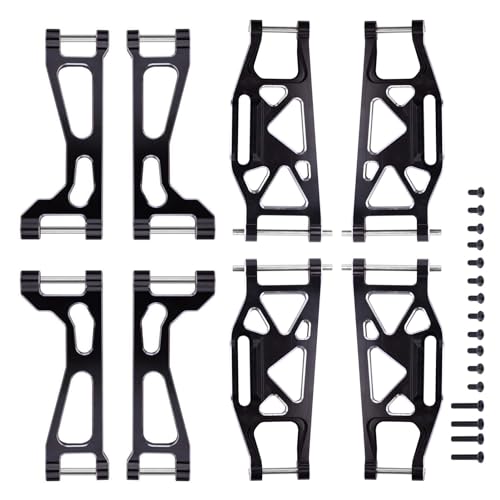 RC Suspension Arms Aluminum Front & Rear Upper Lower Arms Kit for Traxxas WideMaxx 8995 8998 8999 Upgrade Parts, 8PCS (Black) - color: Black