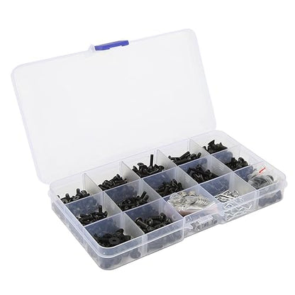 522-Piece RC Car Screws Kit, Stainless Steel Hardware Set with M3 M4 Nuts, Gaskets, Screws, Hex Wrench for 1/8 1/10 RC Cars, Organized Storage Box