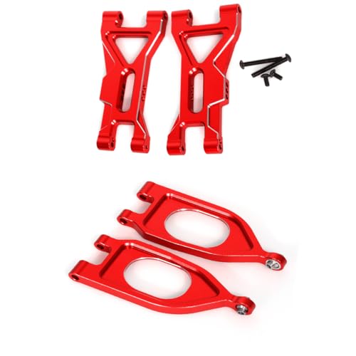 RC Swing Arm Kit for ARRMA 1/10 Gorgon 4X2 2WD Monster Truck Metal RC Front Lower&Upper Suspension Arm Upgrade Parts (Red) - color: Red