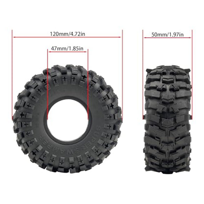 DJX 4PCS 1.9 Inch 120mm Tall Tires Super Soft Sticky Rubber Tires with Foam Instert for Axial SCX10 I II III D90 D110 TRX4 Redcat Etc 1/10 RC Crawler Car