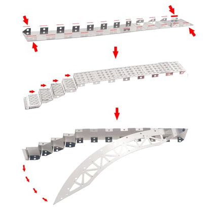 RC Crawler Bridge Obstacle, Stainless Steel DIY Assembly Ramp for 1/12 1/18 1/24 RC Crawler Course Accessories (Silver Step Bridge) - style: Silver Step Bridge