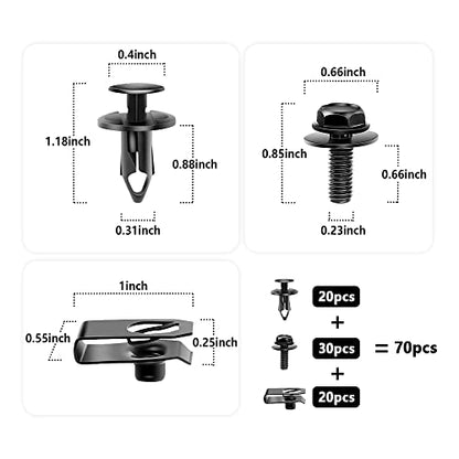70PCS Under Engine Splash Guard Bolts Screws,Engine Splashs Shield Clips,Durable Splash Shield Guard Under Car Clips Car Accessories Compatible with Infiniti G35 G37 EX35 FX35 (70PCS) - color: 70PCS