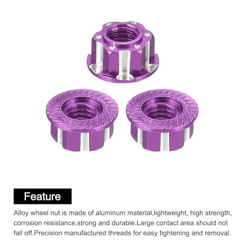MECCANIXITY Hexagonal Nuts Aluminum M4 RC Wheel Carving Hex Nuts Dustproof Anti-Skid Mount Cap for 1/10 RC Model Car Trucks Off Road Car Upgraded Parts Pack of 2(Purple) - color: Purple