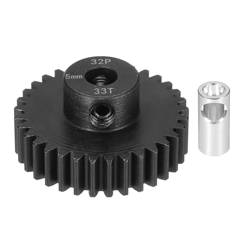 MECCANIXITY Steel 32P Gear Set with Gear Adapter 33T 5mm Shaft Motor Gears for RC Vehicles Truck Drift Car Part, Black - size: 33T