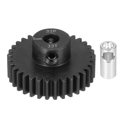 MECCANIXITY Steel 32P Gear Set with Gear Adapter 33T 5mm Shaft Motor Gears for RC Vehicles Truck Drift Car Part, Black - size: 33T