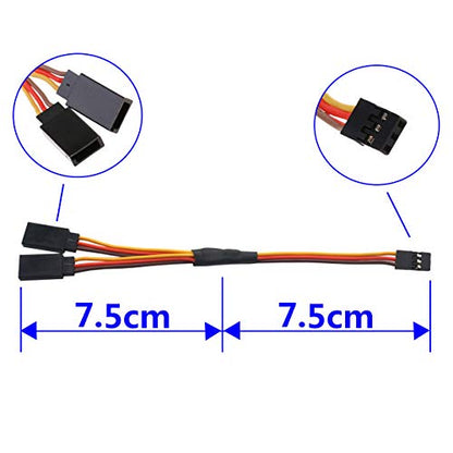 5PCS 150mm Servo Splitter Cable,1 Male to 2 Female JR Style Servo Y Harness Cables Extension Lead Wire for RC Cars Airplane Helicopter Drone