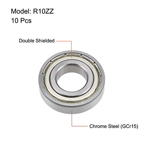 uxcell R10ZZ Deep Groove Ball Bearing 5/8-inchx1-3/8-inchx11/32-inch Shielded Z2 Lever Bearings 10pcs - size: 5/8"x1-3/8"x11/32"
