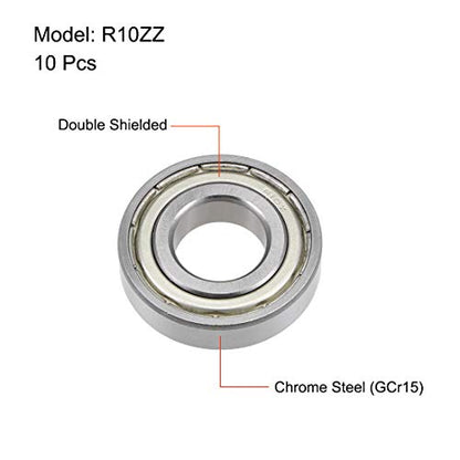 uxcell R10ZZ Deep Groove Ball Bearing 5/8-inchx1-3/8-inchx11/32-inch Shielded Z2 Lever Bearings 10pcs - size: 5/8"x1-3/8"x11/32"