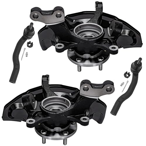 Detroit Axle - 4pc Front Steering Knuckles Kit for 2007-2009 Toyota Camry | 2 Steering Knuckles & Wheel Bearing Hubs 2 Outer Tie Rods 2007 2008 2009 Replacement - size: 4SU48725/Kit