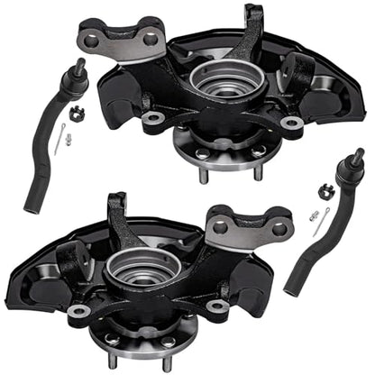 Detroit Axle - 4pc Front Steering Knuckles Kit for 2007-2009 Toyota Camry | 2 Steering Knuckles & Wheel Bearing Hubs 2 Outer Tie Rods 2007 2008 2009 Replacement - size: 4SU48725/Kit