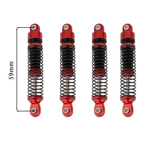 53mm 59mm 66mm 78mm Aluminum Long Threaded Shocks Absorbers Oil Damper for 1/18 RC Crawler TRX4M TRX-4M KUpgrade Parts (59mm-red) - color: 59mm-red