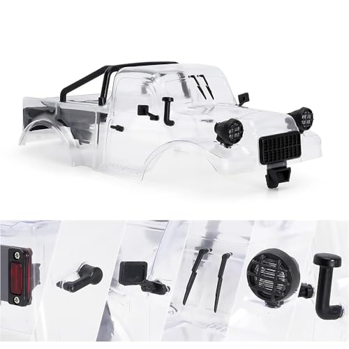 1/18 RC Pickup Truck Body Shell, ABS Impact-Resistant Upgrade for TRX4M Defender/Bronco/Wrangler (Clear Body) - color: Clear Body