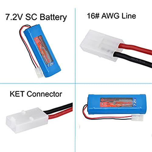 7.2V 3800mAh High Capacity 6-Cell NiMH Flat Battery Pack, Replacement Hobby Battery for RC Car, RC Truck, RC Boat with Standard Tamiya Connector (1Pack) - color: 1 PACK 7.2V 3800mAh Battery