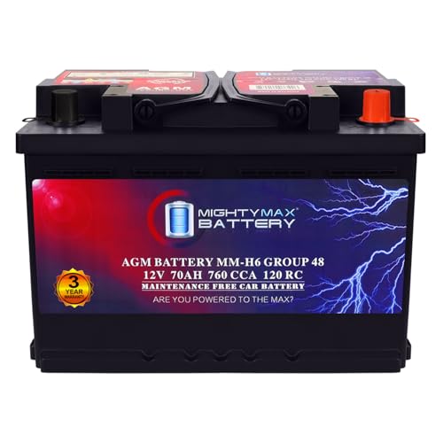 Mighty Max Battery MM-H6 Start and Stop Car BCI Group Size 48 12V 70 AH, 120RC, 760 CCA Rechargeable AGM Car Battery - style: Group 48