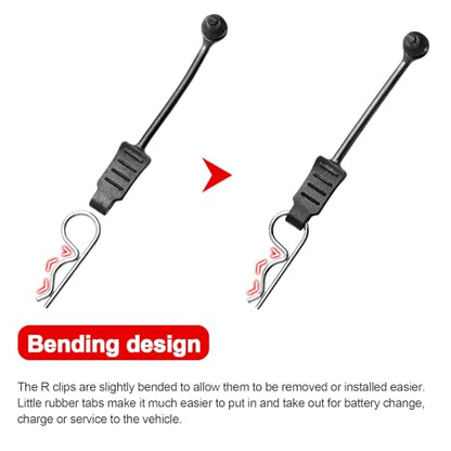 10PCS AllinRC 1/8 1/10 RC Body Clips w/Pull Tabs & 4mm Body Reamer for Traxxas Slash Arrma Kraton Notorious Redcat Losi HSP HPI Kyosho RC Car Truck Buggy RC Clips Upgrades (1.4mm Rod Silver) - size: 1.4mm Rod Silver