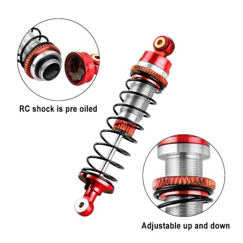 GLOBACT RC Shocks for LOSI 1/16 Mini-B 1/18 Mini-T 2.0 LOS314004 (Red) - color: Red