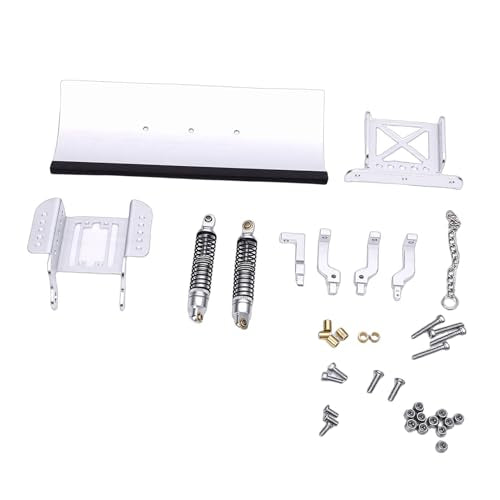 Zunate 1/18 Scale RC Metal Snow Plow Replacement for Crawler, Alloy Front Shovel with Shock Absorption for Winter Scenes & Obstacle Clearing (Silver) - color: Silver