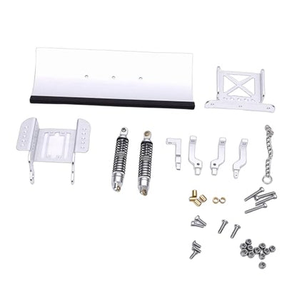 Zunate 1/18 Scale RC Metal Snow Plow Replacement for Crawler, Alloy Front Shovel with Shock Absorption for Winter Scenes & Obstacle Clearing (Silver) - color: Silver