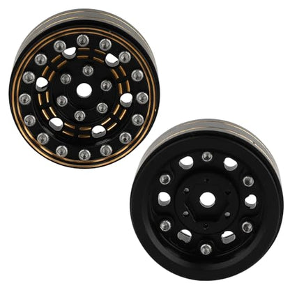 1.0 Brass Beadlock Wheel Rims 4PCS Wheels for All 1/24 Scale FCX24 Axial SCX24 Deadbolt C10 Gladiator 1/18 TRX4M RC Crawler Car Upgrades Parts (Pattern D)