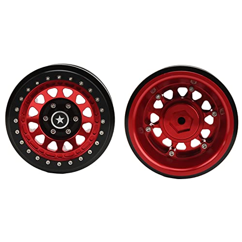 VBESTLIFE 4 PCS 2.9 Inch Wheels 12 Hole Alloy Wheels, 1/6 RC Car Wheels for AXAIL SCX6 1/6 RC Car - color: Red