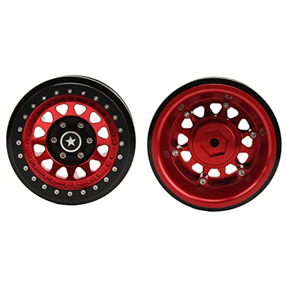 VBESTLIFE 4 PCS 2.9 Inch Wheels 12 Hole Alloy Wheels, 1/6 RC Car Wheels for AXAIL SCX6 1/6 RC Car - color: Red