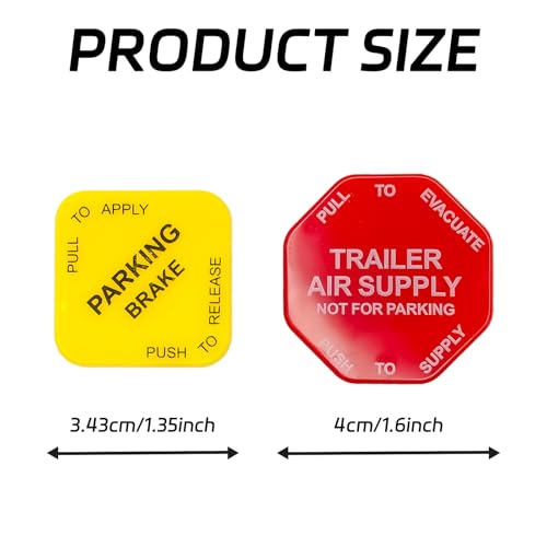 2-Pack Parking and Trailer Air Brake Knob Set 298818N Yellow and 298817N Red Parking and Air Brake Knobs Replacement for Peterbilt Kenworth Volvo Western Star Truck Trucks and Bendix MV-3 Valves