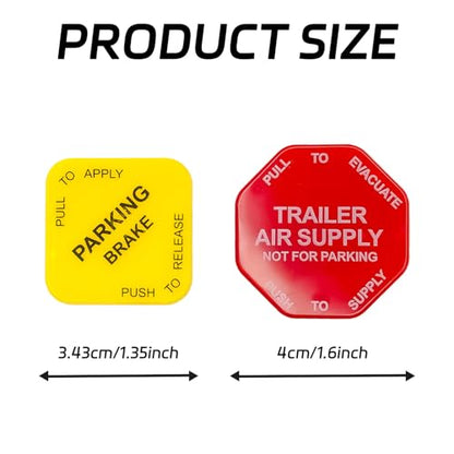 2-Pack Parking and Trailer Air Brake Knob Set 298818N Yellow and 298817N Red Parking and Air Brake Knobs Replacement for Peterbilt Kenworth Volvo Western Star Truck Trucks and Bendix MV-3 Valves
