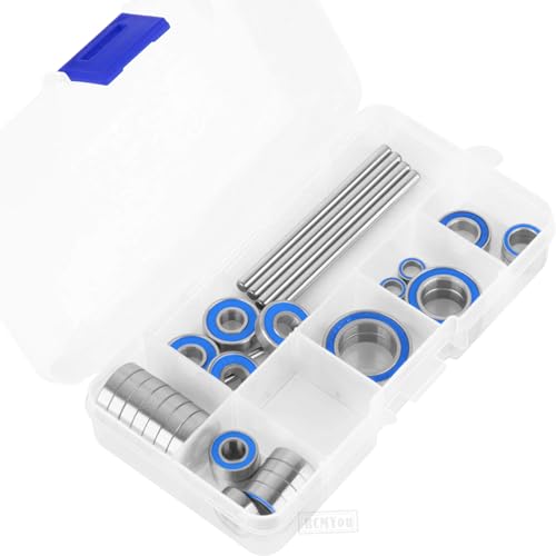 RC 27Pcs Bearings Kit Upgrades Part for 1/10 Maxx 4S / 89076-4,Rubber Sealed Precision Ball Bearings,Navy Blue - color: 1 Set - Navy Blue