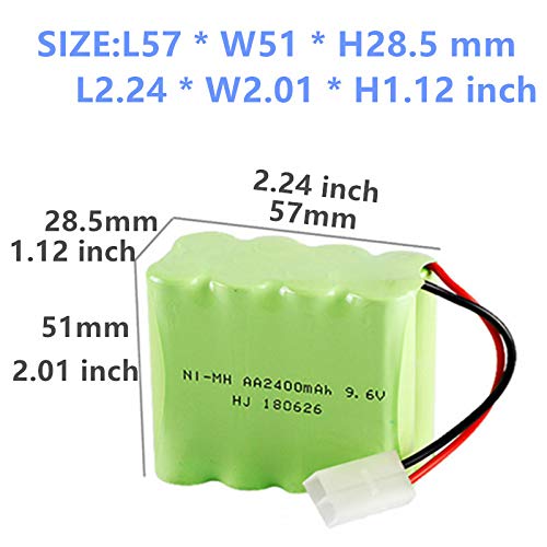9.6V 2400mAh Ni-MH Battery Pack Rechargeable AA X Mode with Standard Tamiya Connector for HuanQi 781 728 RC 1:24 M1A2 Toy Tank