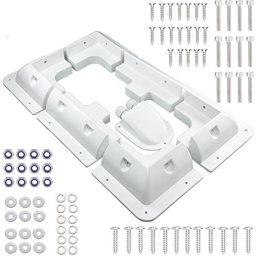 7PCS Solar Panel Mounting Brackets Kit, Drill-Free ABS Corner Bracket Mount for RV Roof, Boats, Caravans and Campervans, Complete Hardware with Cable Entry Gland & Screws (White) - color: White