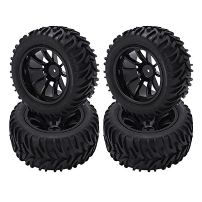 Generic 4PCS RC Plastic Wheel Rim Rubber Tires with 10 Spoke Set, for Truck 1/8 1/10 Remote Control Car