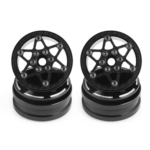 Beadlock Wheel Rims 4PCS 1.9" Upgraded Carbon Fiber Aluminum Wheel Hub Compatible with 1/10 RC Crawler Gen8 TRX-4 Axial VS4-10 Capra SCX10 RC Car Accessories (Patten A) - color: Patten a