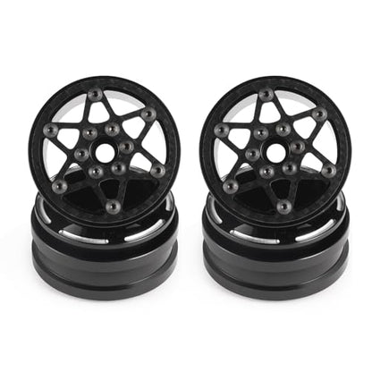 Beadlock Wheel Rims 4PCS 1.9" Upgraded Carbon Fiber Aluminum Wheel Hub Compatible with 1/10 RC Crawler Gen8 TRX-4 Axial VS4-10 Capra SCX10 RC Car Accessories (Patten A) - color: Patten a