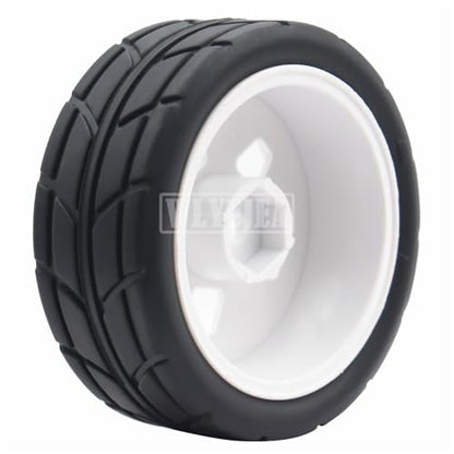4PCS RC 1/10 On-Road Tires 65mm RC Rubber Tires w/Plastic Wheel Rim 12mm Hex Fit for 1/10 RC On-Road Rally Car HPI Tamiya TT01 TT02 Kyosho Wltoys 144001 - color: White 3