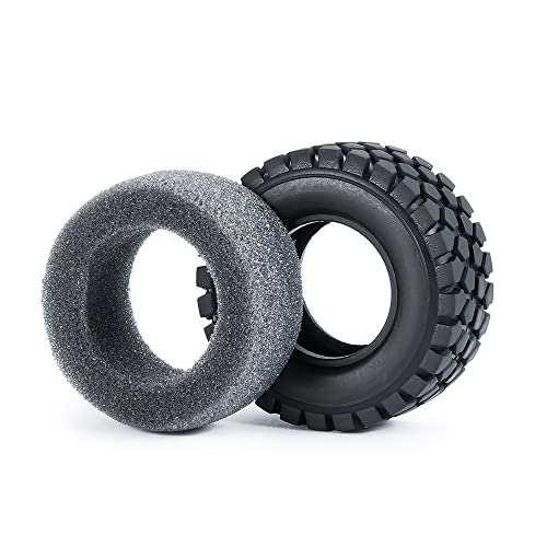RCLIONS 4pcs Rubber Micro 1" RC Wheel Tyres Tires with Foam Insert for All 1/24 Axial SCX24 AXI00001,AXI00002,AXI90081 Deadbolt RC Crawler Truck Car (50mm) - size: 50mm