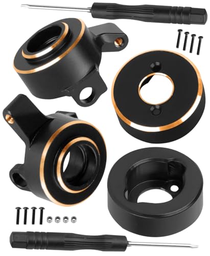 Brass Wheels Weights Steering Knuckles Upgrades Part for 1/30 SCX30 Chev rolet K10/Jeep Wrangler JLU 4X4/F0rd Bronco 4X4 RC Crawler,Front Portal Steering Blocks & Rear Hub Weight,Black